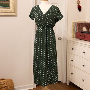 Summer Green Polka Dot Garden Maxi Dress